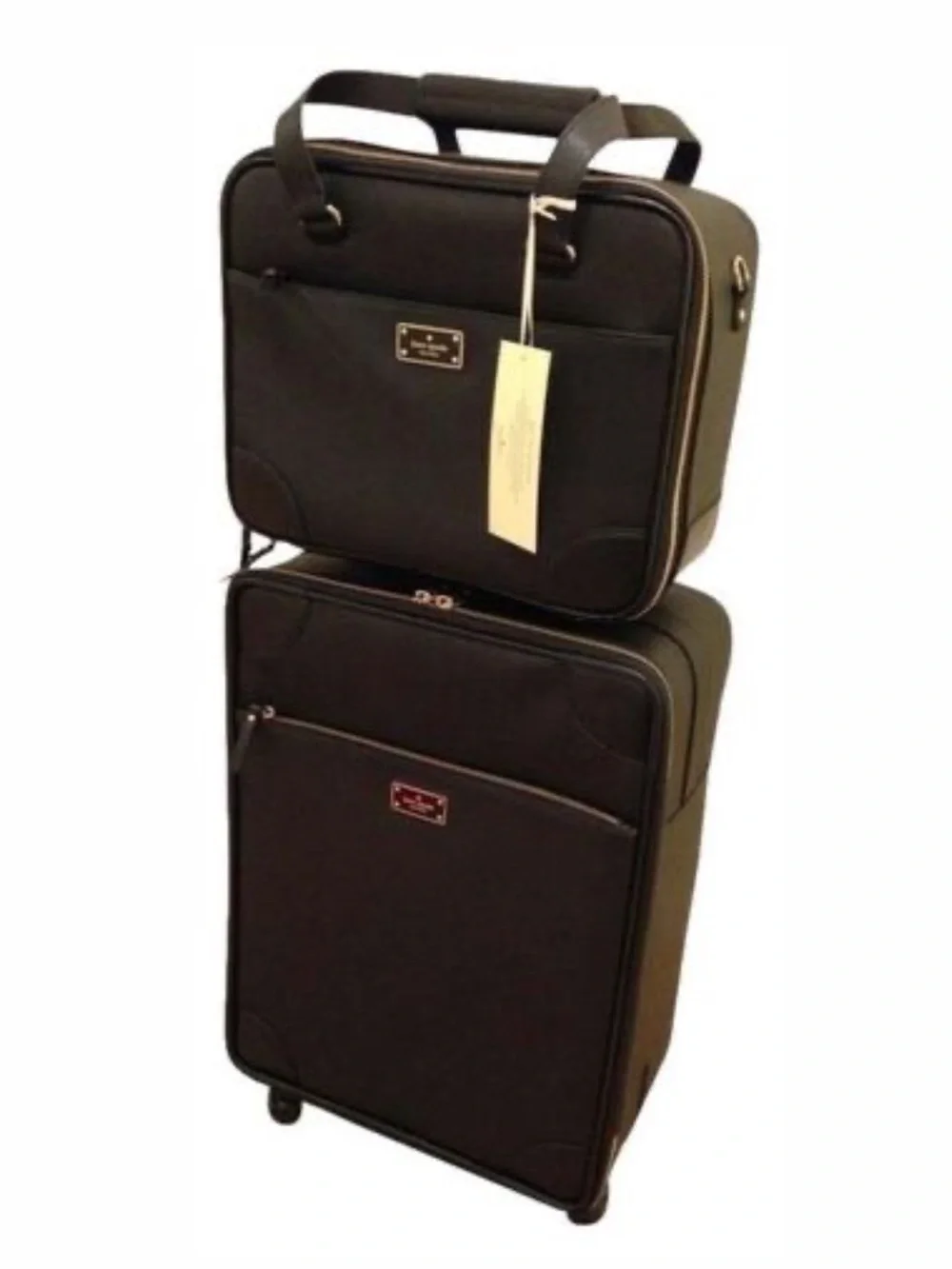 kate spade bon voyage black leather luggage set